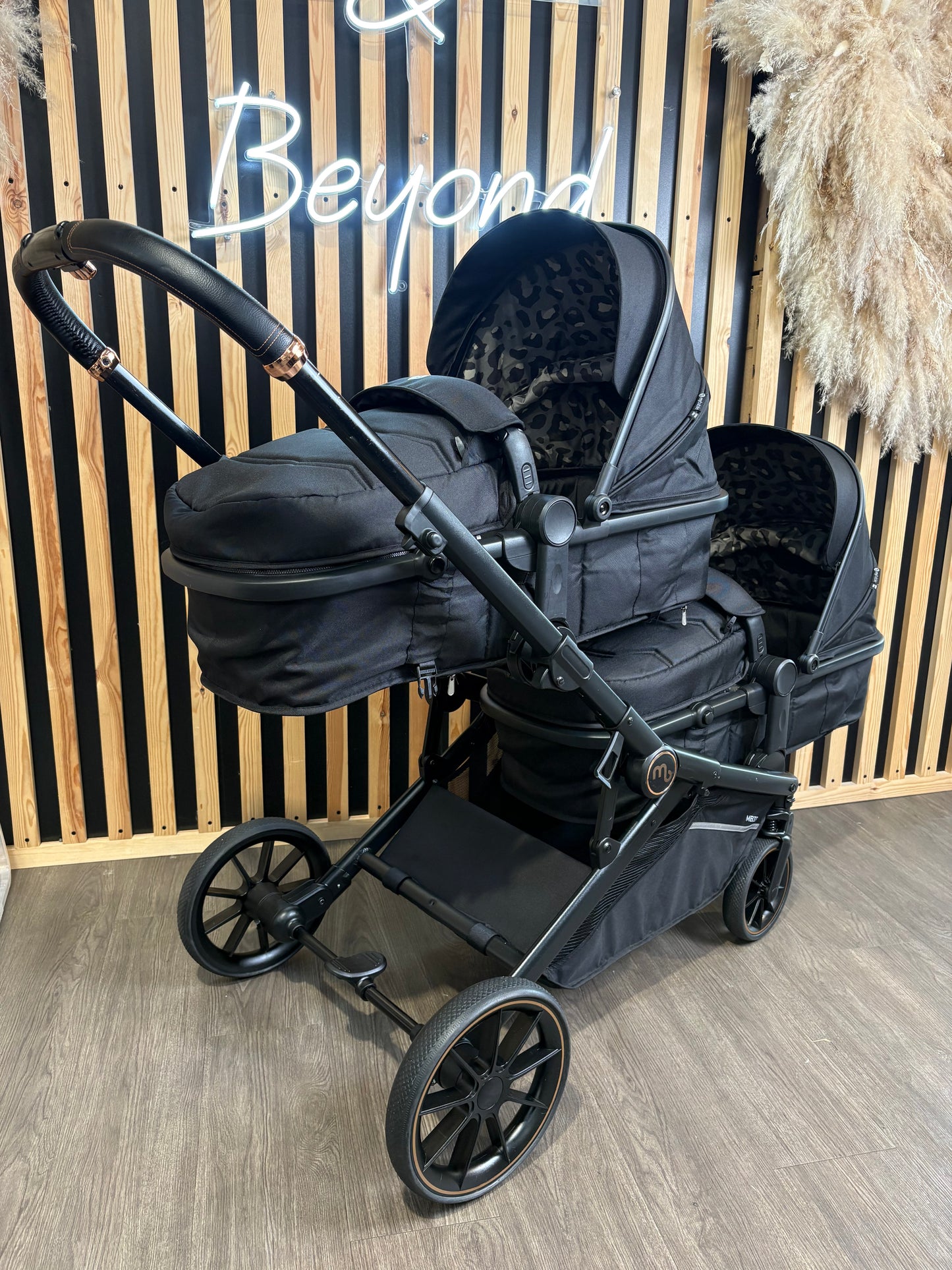 PRE LOVED My Babiie MB33 Twin Pushchair - Black Leopard