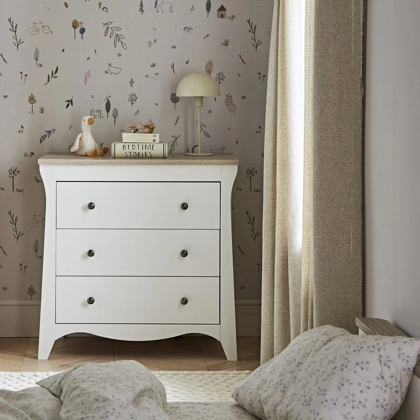 CuddleCo Clara 3 Piece Nursery Furniture Set  - White & Ash
