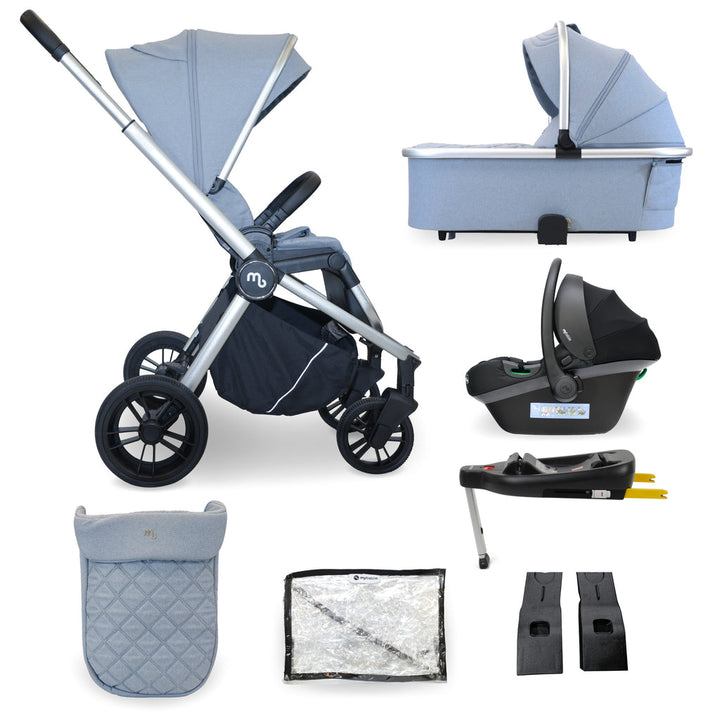 My Babiie MB450i 3-in-1 Travel System with Base - Steel Blue