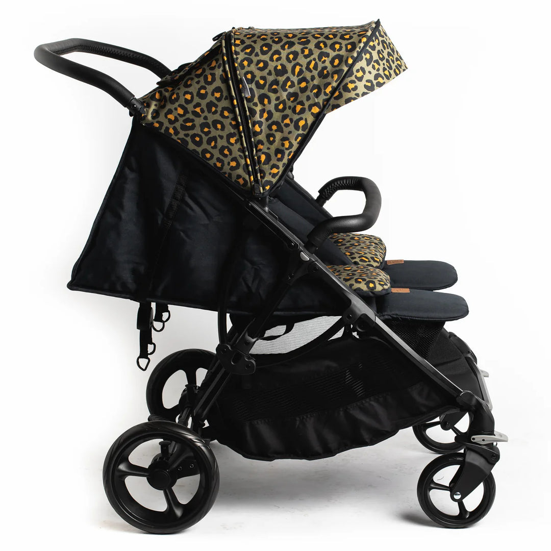 Roma Gemini Double Pushchair - Khaki Leopard