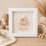 Welcome To The World Little One Crochet Framed Gift - Beige