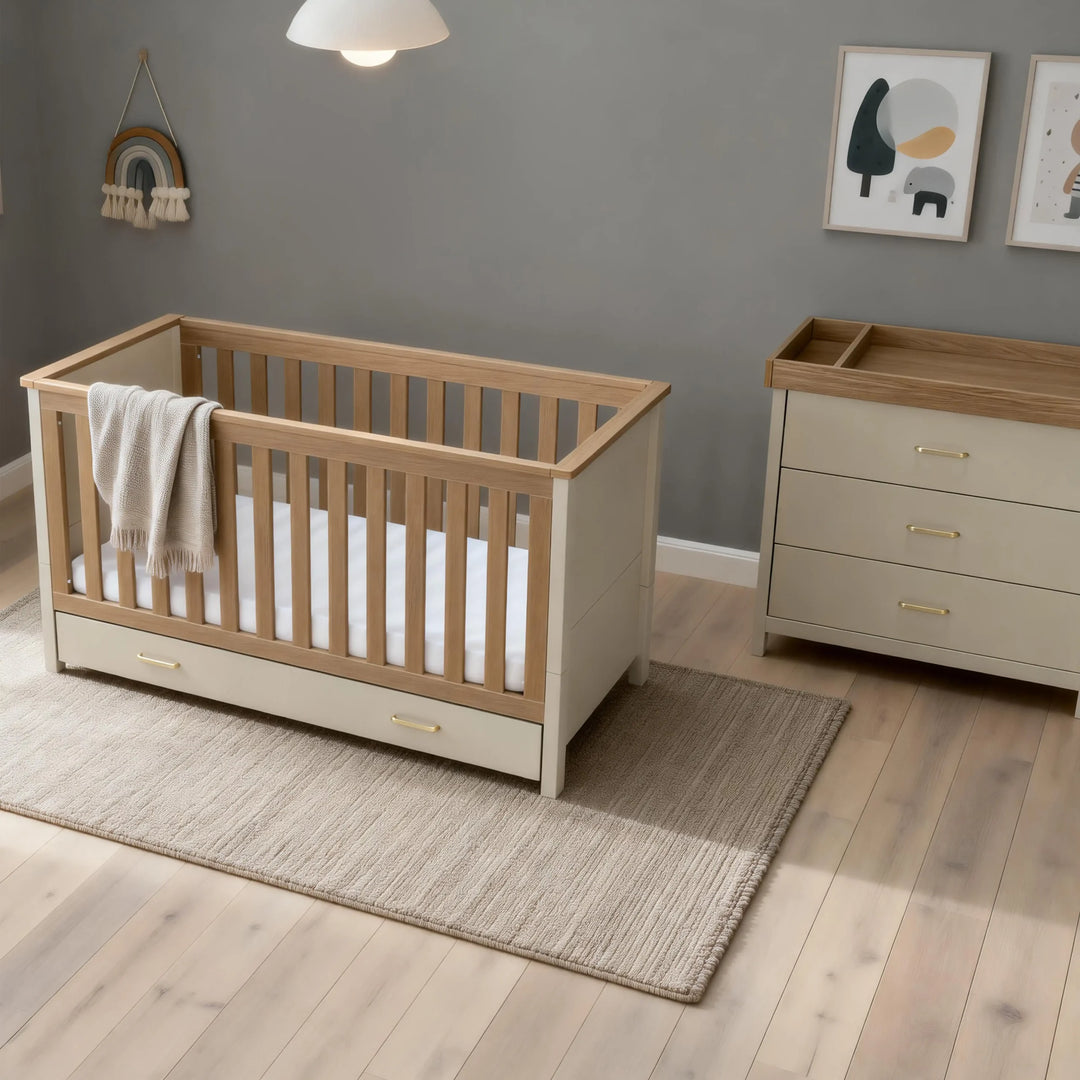 Babymore Mira 2 Piece Nursery Room Set – Cashmere Warm Oak
