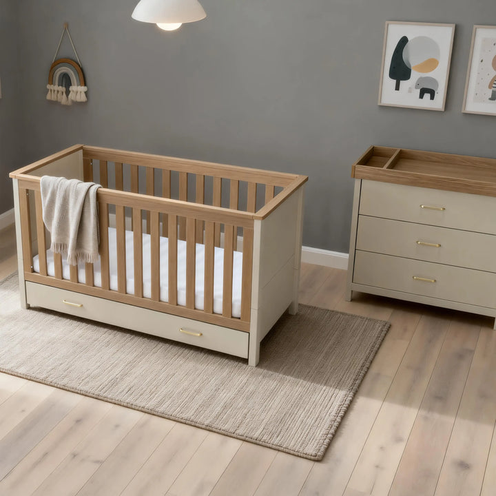 Babymore Mira 2 Piece Nursery Room Set – Cashmere Warm Oak