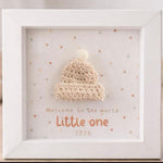 Welcome To The World Little One Crochet Framed Gift - Beige
