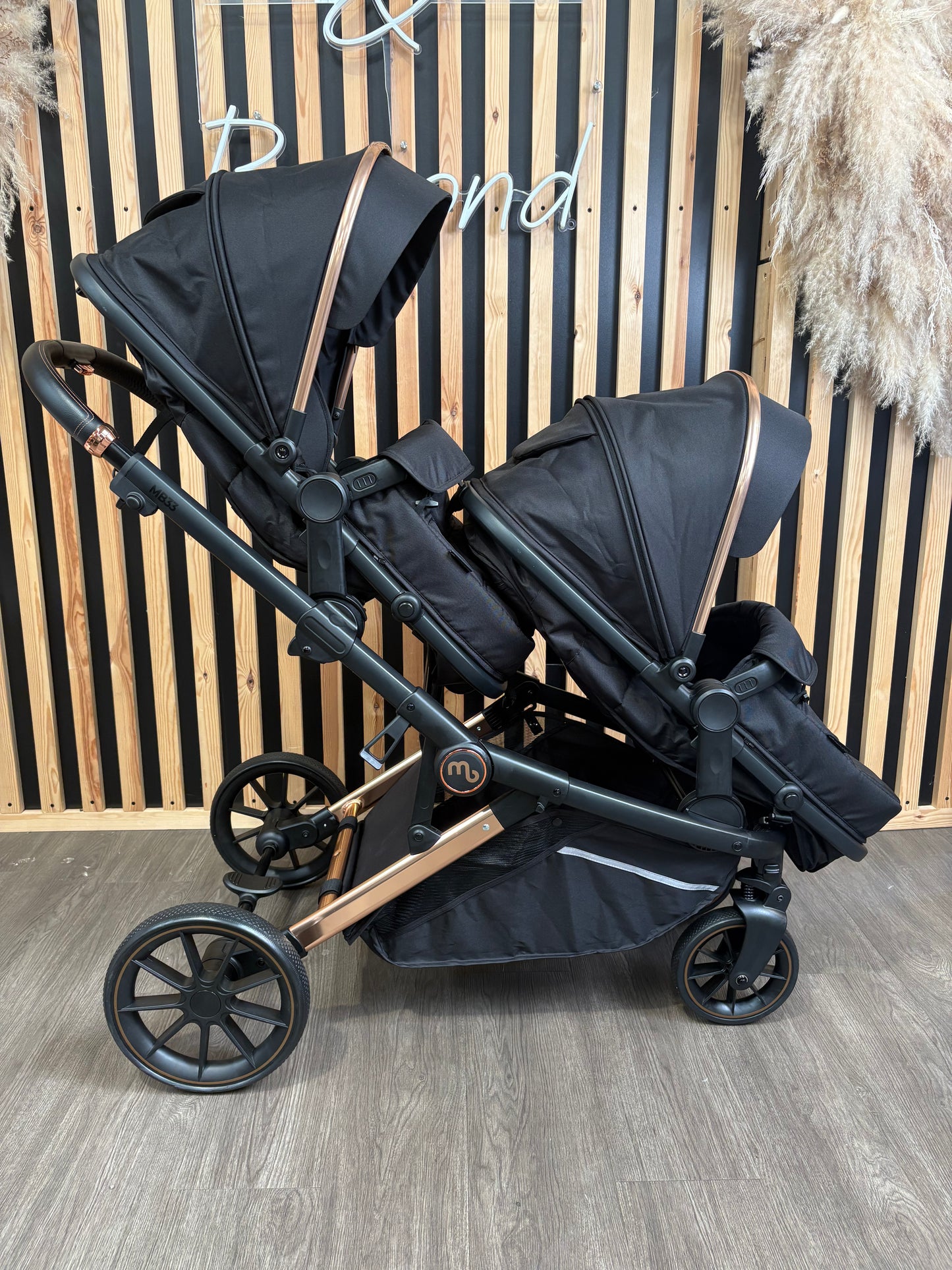 PRE LOVED My Babiie MB33 SE Twin Pushchair - Rose Gold Black