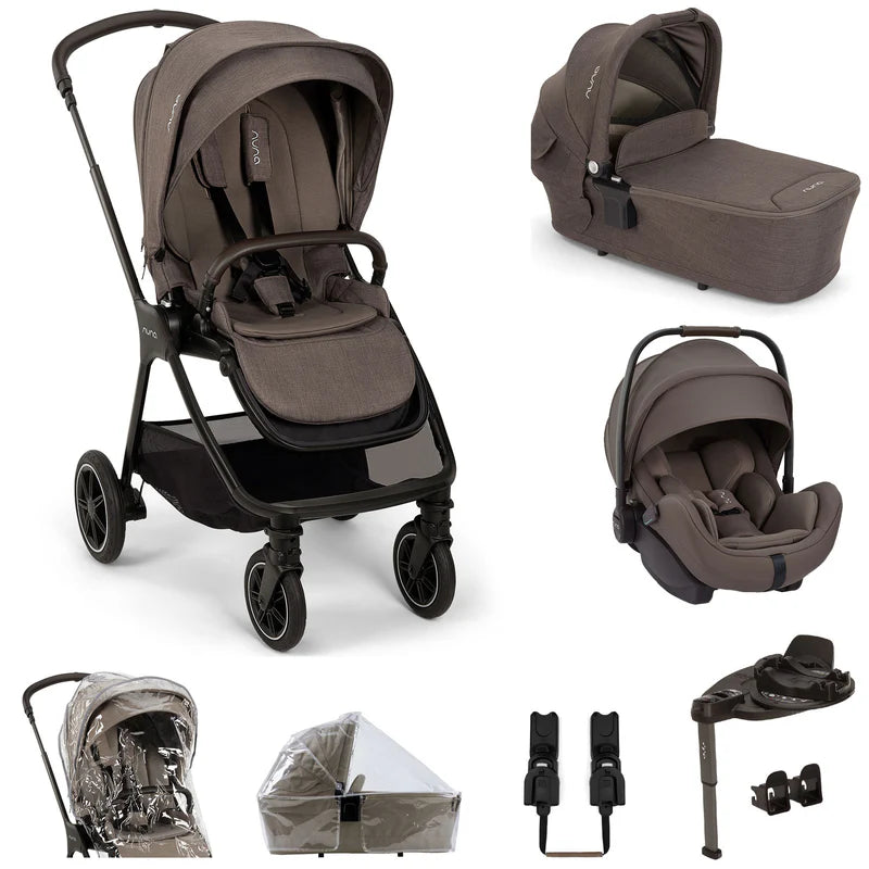 Nuna TRIV Next, LYTL Carrycot, ARRA Flex + Base Curve Travel System - Chestnut