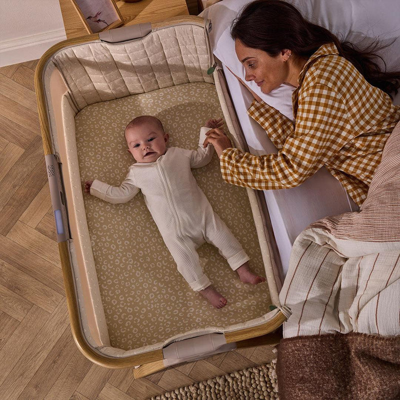 Tutti Bambini Cozee Sense Bedside Crib - Toasted Oak/Sand