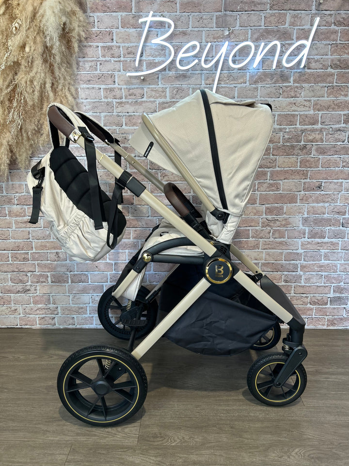 EX DISPLAY Babymore Kai Travel System Pecan with Base - Sandstone