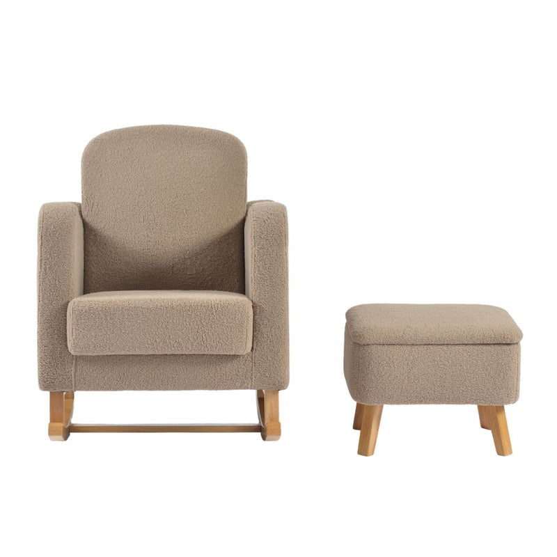 Bebe & Beyond Soother Nursing Chair + Stool – Boucle Collection Biscuit