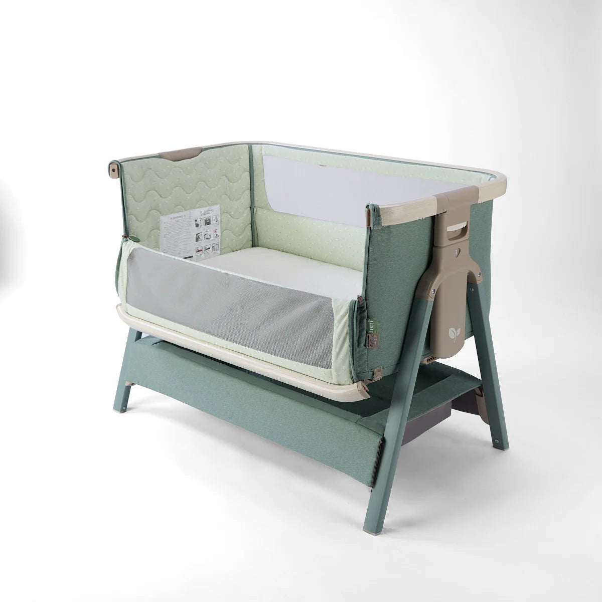 Tutti Bambini Cozee Air 2 Bedside Crib - Whitewash/Kelp