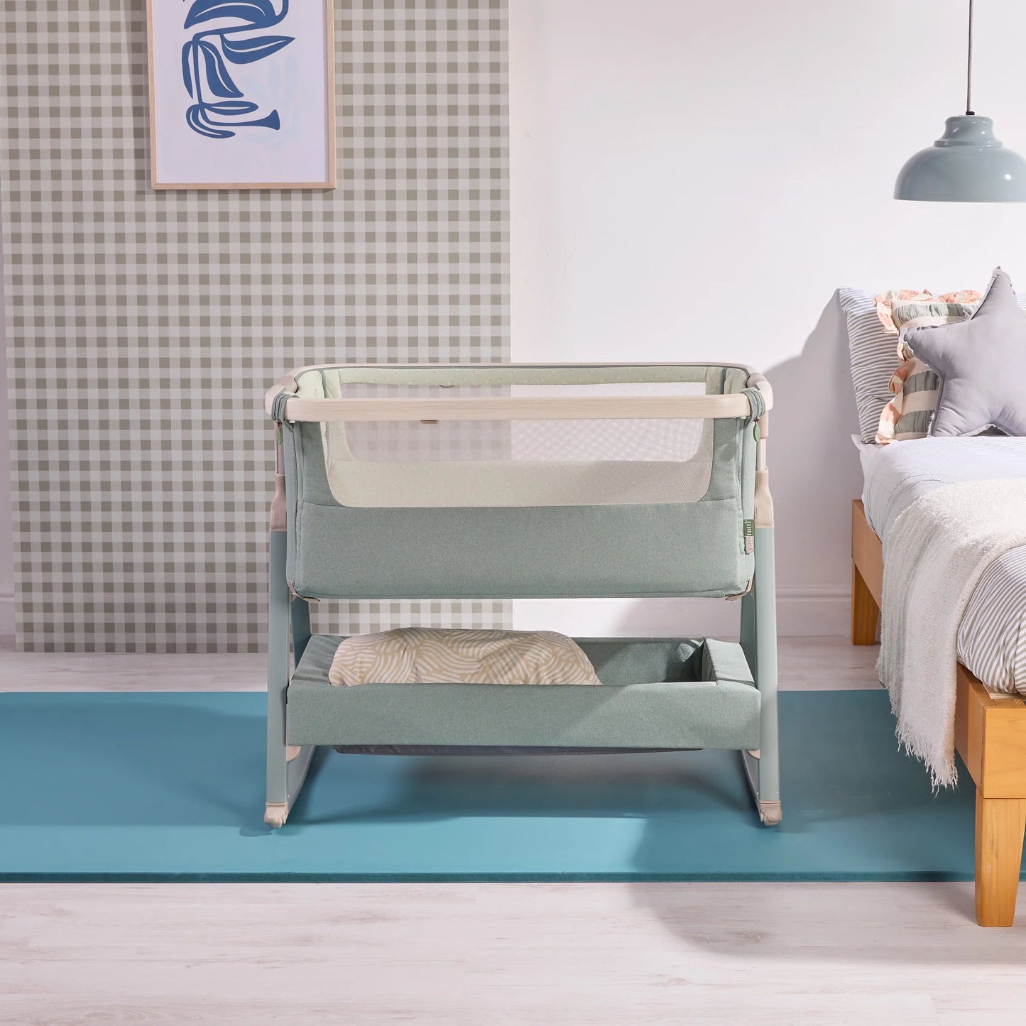 Tutti Bambini Cozee Air 2 Bedside Crib - Whitewash/Kelp