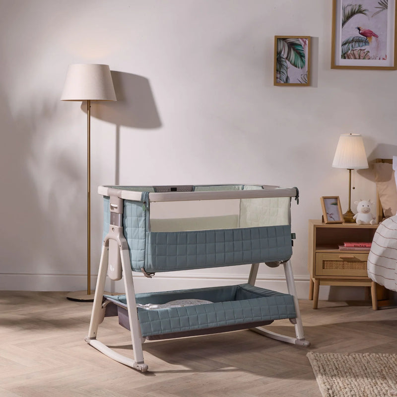 Tutti Bambini Cozee Sense Bedside Crib - Whitewash/Kelp