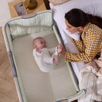 Tutti Bambini Cozee Sense Bedside Crib - Whitewash/Kelp