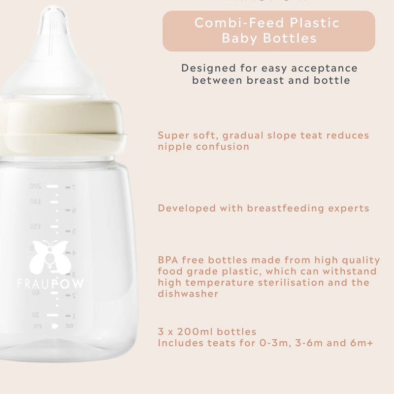 Fraupow Combi-Feed Baby Bottles (Pack of 3)