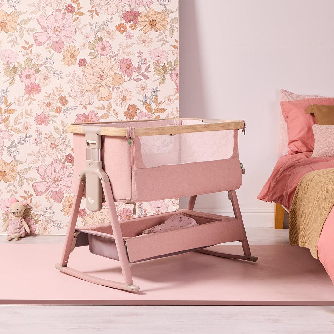Tutti Bambini Cozee Air 2 Bedside Crib - Drifted Oak/Blush