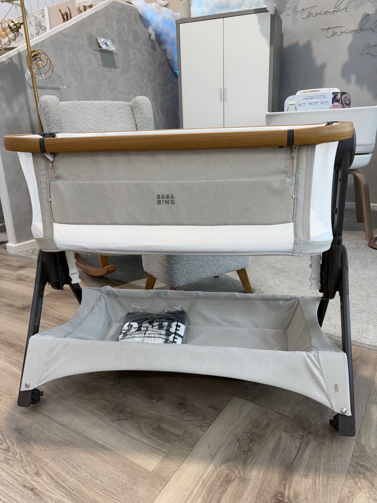 EX DISPLAY Bababing Bedside Crib & Travel Crib - Beige