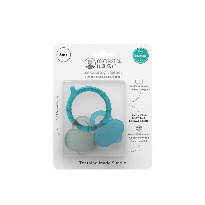 Matchstick Monkey Cooling Teether - Blue & Mint
