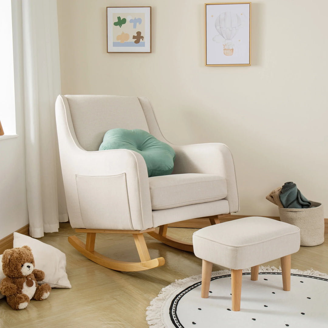 Babymore Ida Nursing Chair with Footstool – Ivory