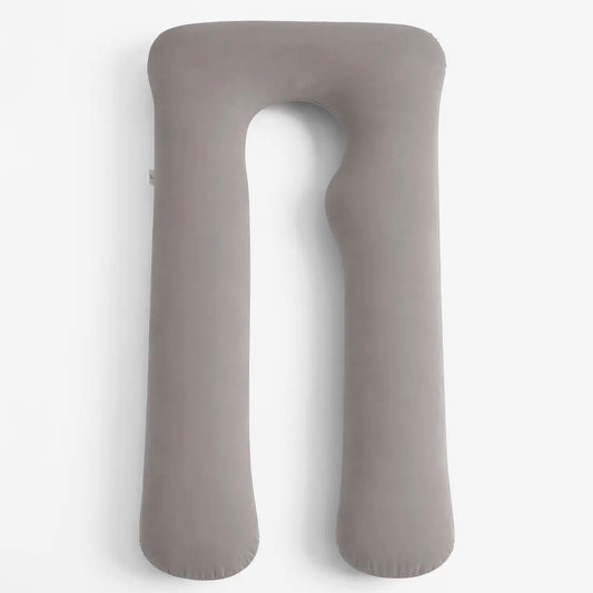 Full-Length U-Shaped Pregnancy Pillow with Storage Bag - Grey