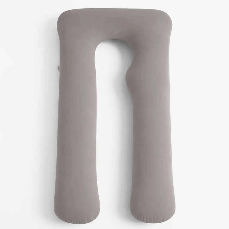 Full-Length U-Shaped Pregnancy Pillow with Storage Bag - Grey
