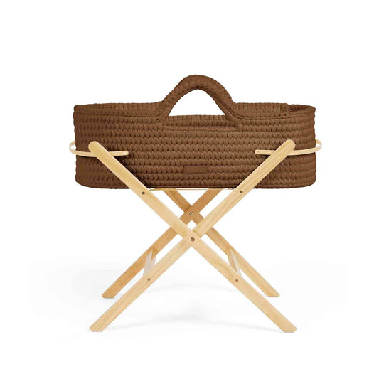 Ickle Bubba Nova Crochet Moses Basket + Pine Stand - Mocha