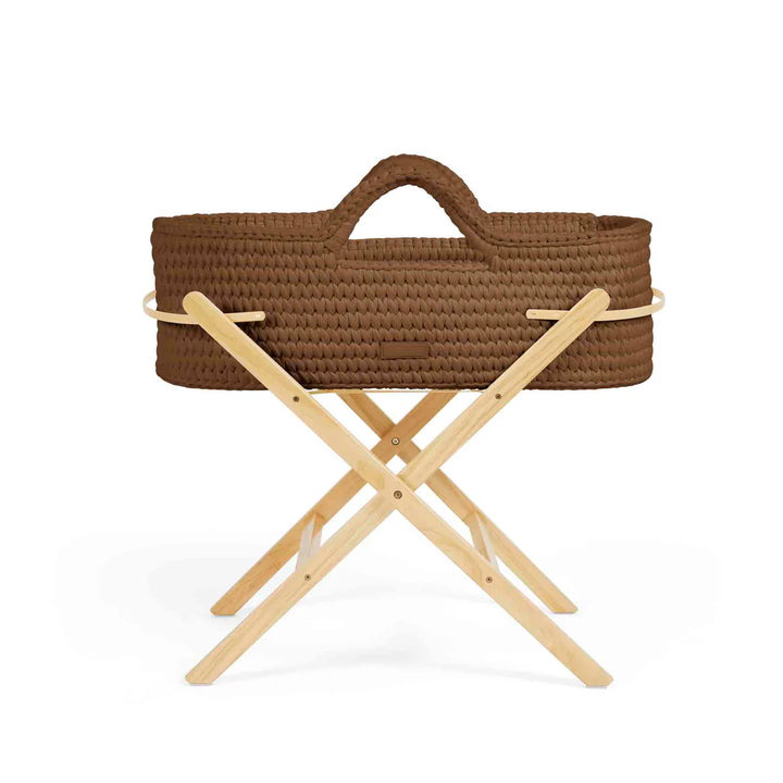 Ickle Bubba Nova Crochet Moses Basket + Pine Stand - Mocha