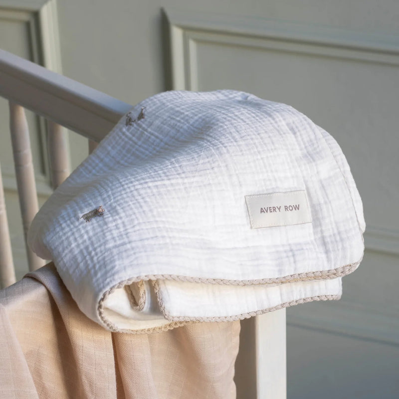 Avery Row Embroidered Muslin Blanket - Little Farm