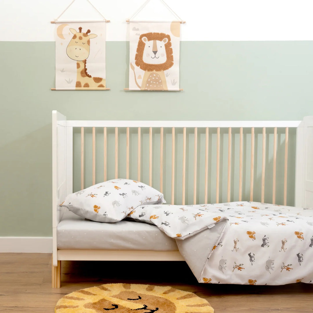 Clair De Lune Reversible Jungle Dream Cot Bed Duvet and Pillowcase Set