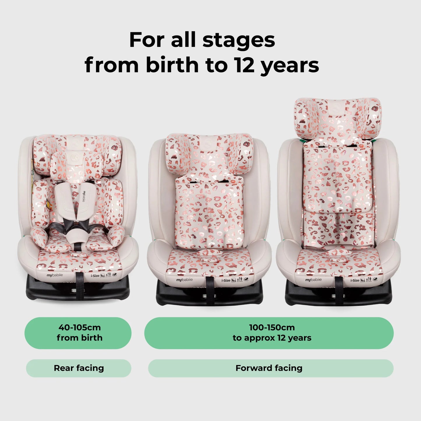 My Babiie MBCS100 2-in-1 Convertible R129 Car Seat - Pink Leopard