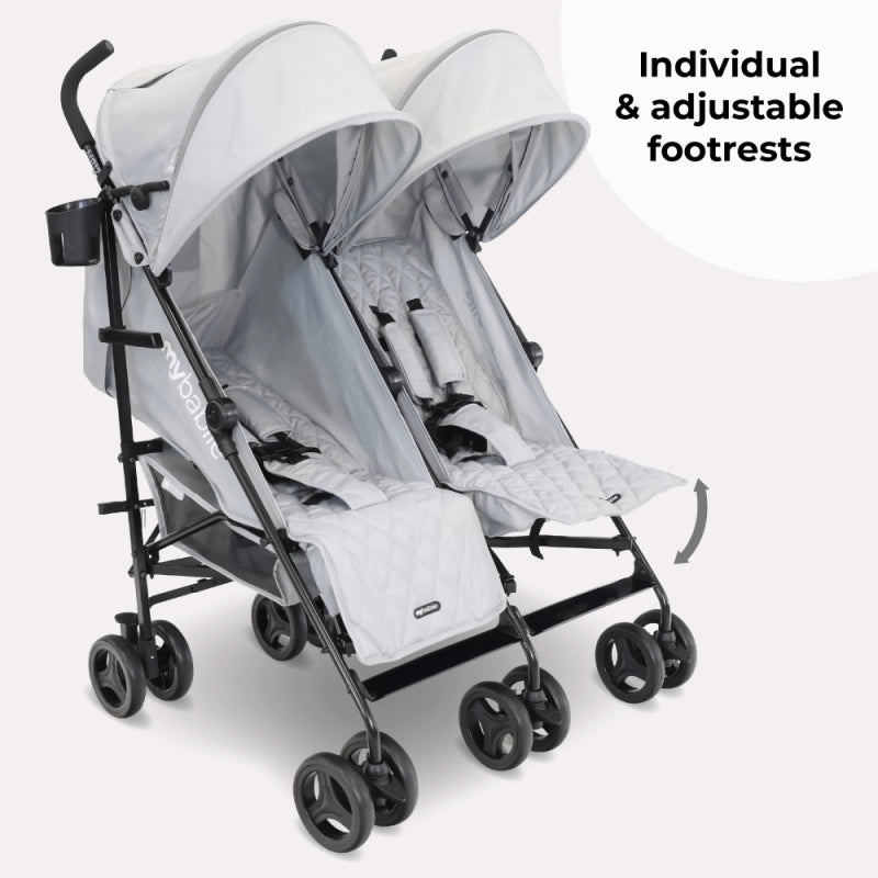 My Babiie MB12 Lightweight Twin Stroller Grey Bambinosandbeyond