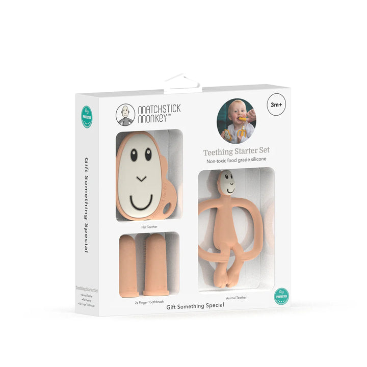 Matchstick Monkey Teething Starter Set - Peach