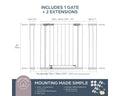 Dreambaby Ava Gate + 9cm + 18cm Extension White