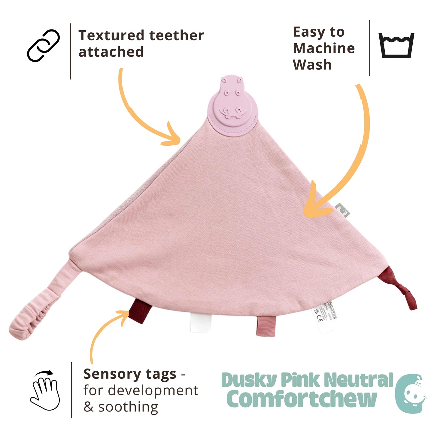 Cheeky Chompers Comfortchew Baby Comforter With Teether - Dusty Pink