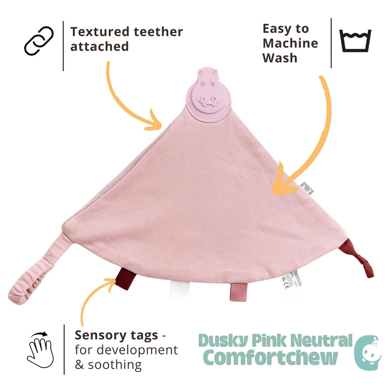 Cheeky Chompers Comfortchew Baby Comforter With Teether - Dusty Pink