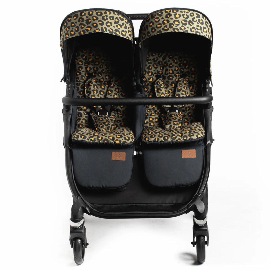 Roma Gemini Double Pushchair - Khaki Leopard