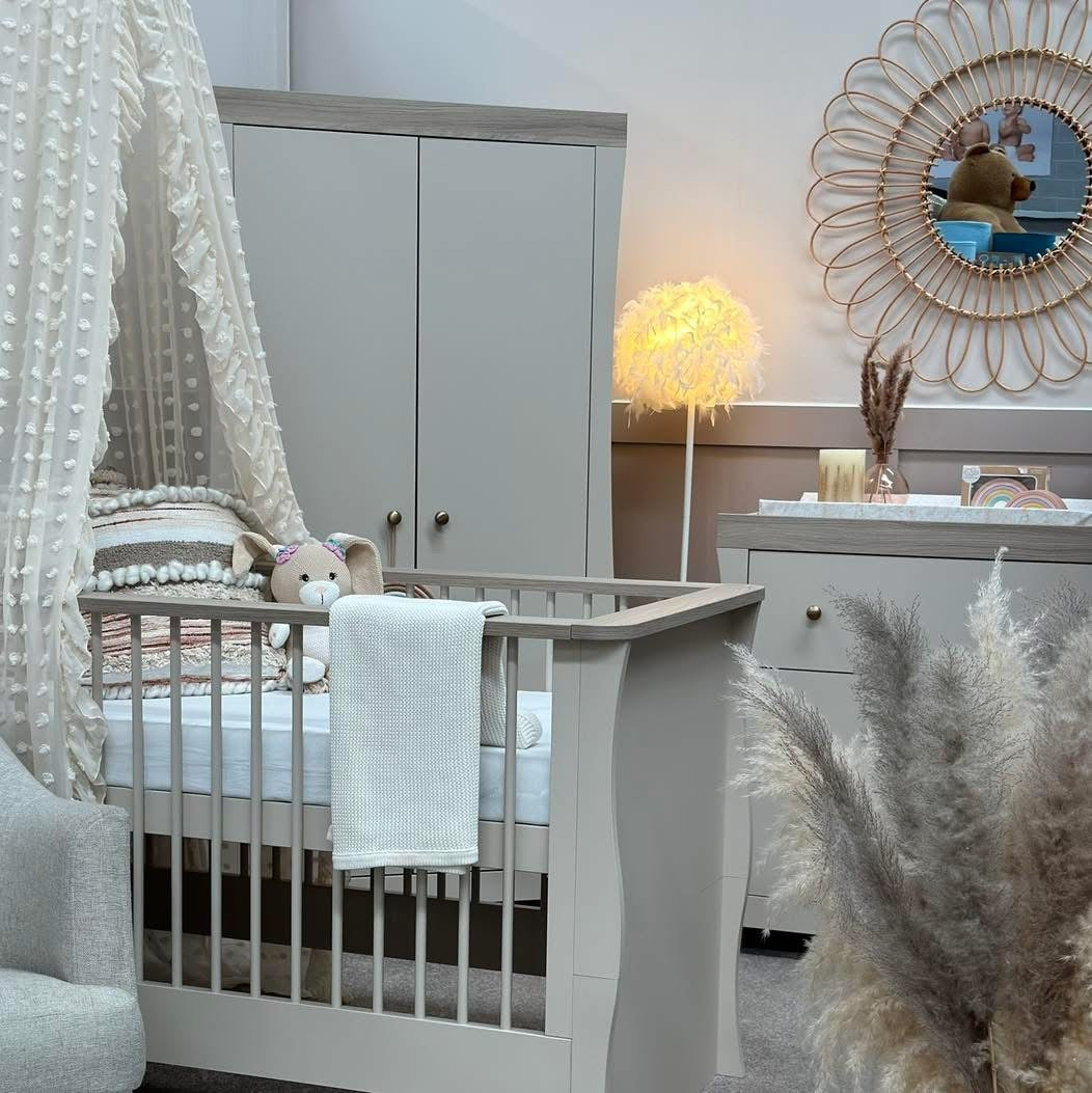 EX DISPLAY Little Acorns Celeste 3 Piece Nursery Furniture - Cashmere & Grey Ash (COLLECTION & LOCAL DELIVERY ONLY)