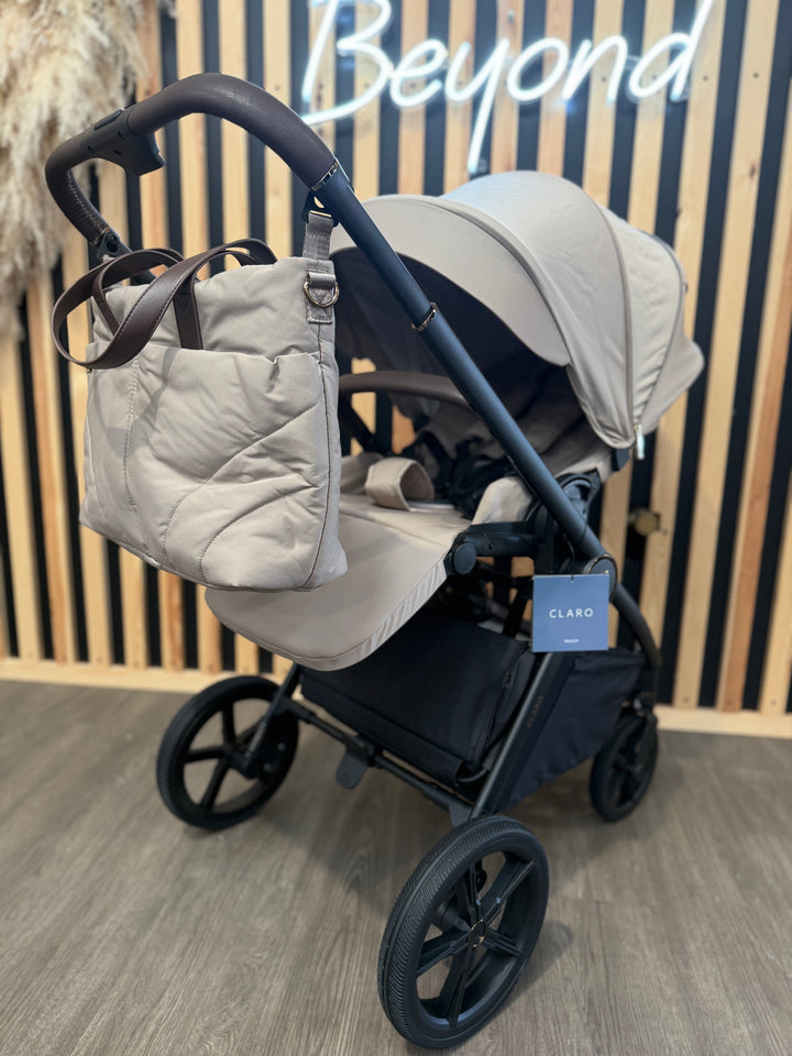 EX DISPLAY Venicci Claro 3-in-1 Pushchair + Tiago 360 Beige Car Seat Bundle - Almond