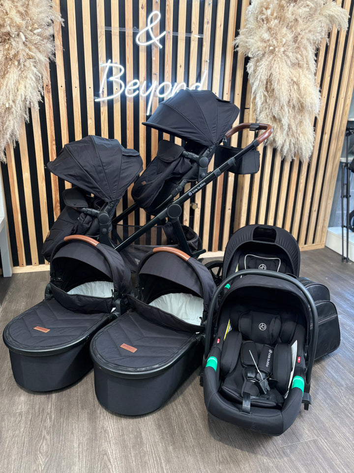 PRE LOVED Ickle Bubba Virgo Twin Car Seat Bundle - Black