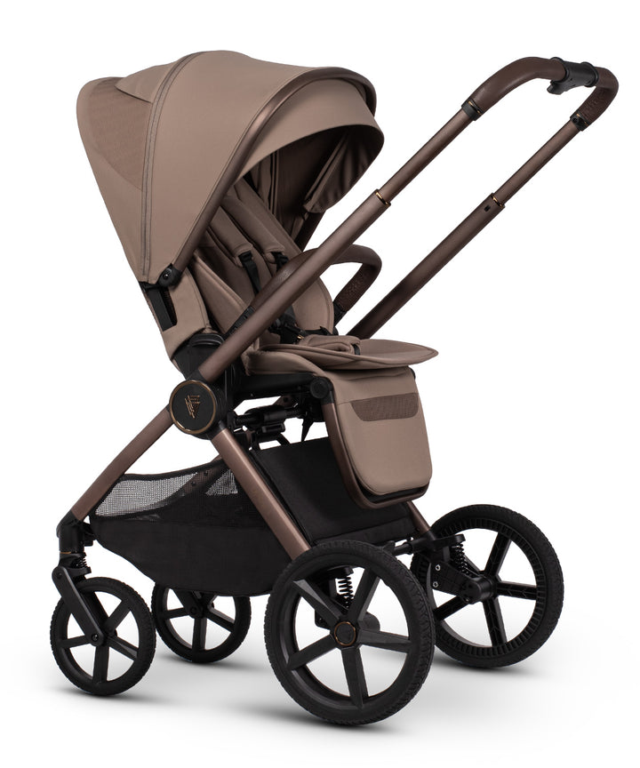 Venicci Upline3 Travel System Inc Tiago Car Seat & 360 Base 16 Piece Ultimate Bundle - Sand