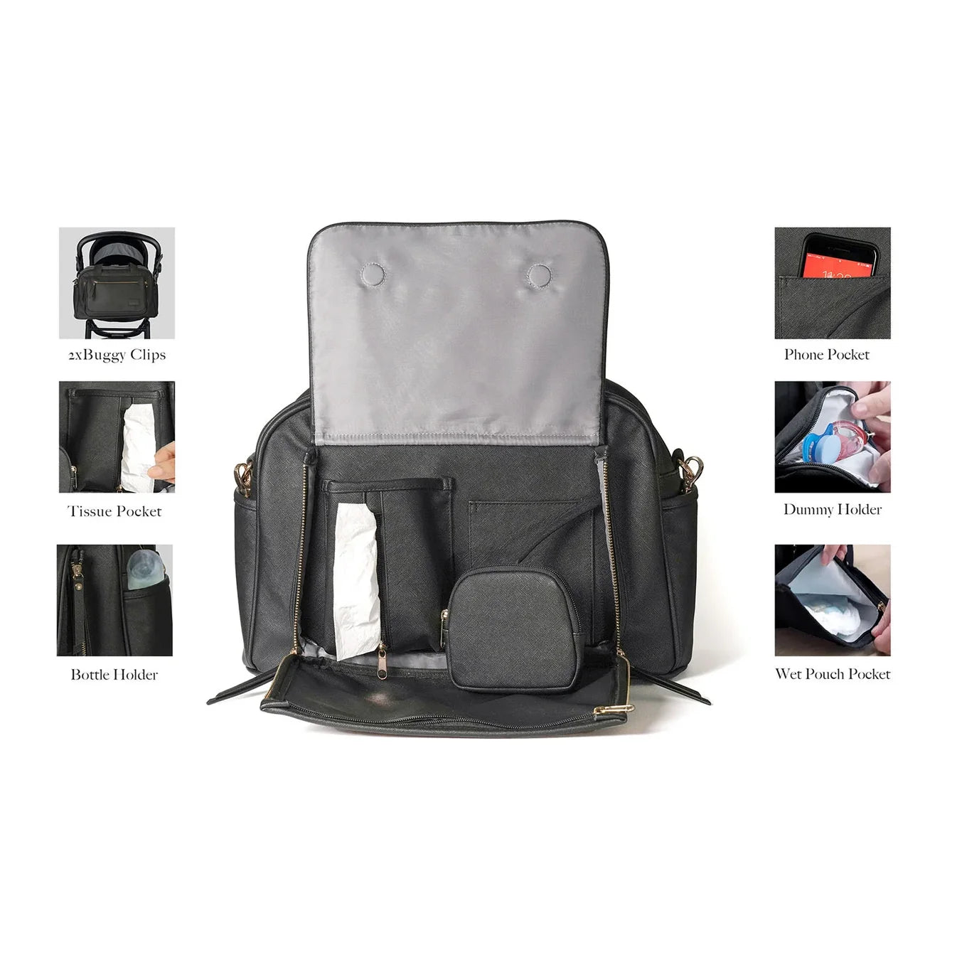 Kiin Allis Baby Plus Changing Bag & Changing Mat - Black