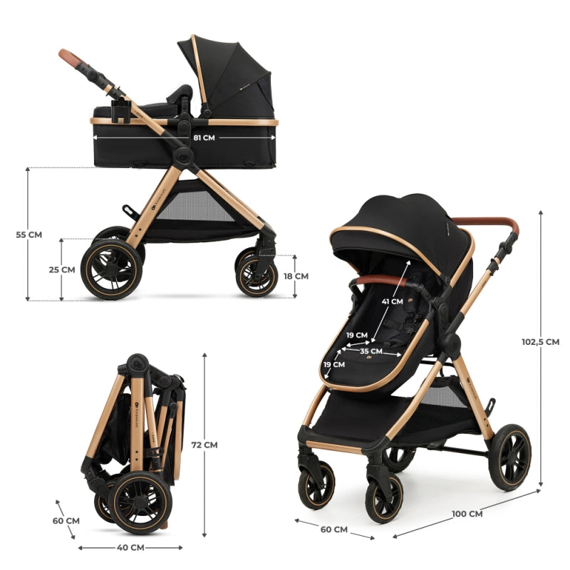 Kinderkraft Esme Pro 3in1 Travel System With Mink Pro2 Car Seat - Pure Black
