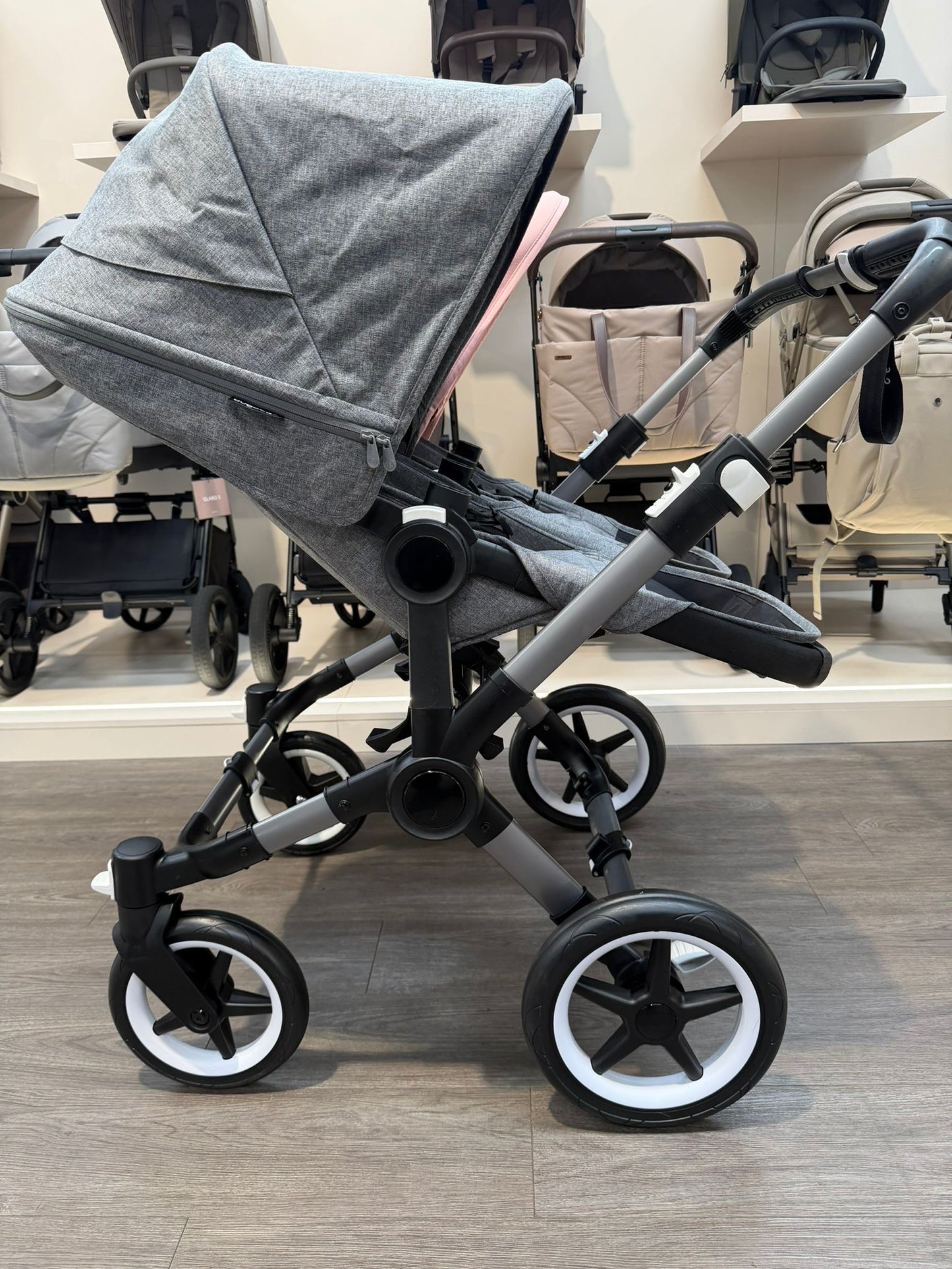PRE LOVED Bugaboo Donkey5 Duo Pushchair - Grey Melange/Morning Pink