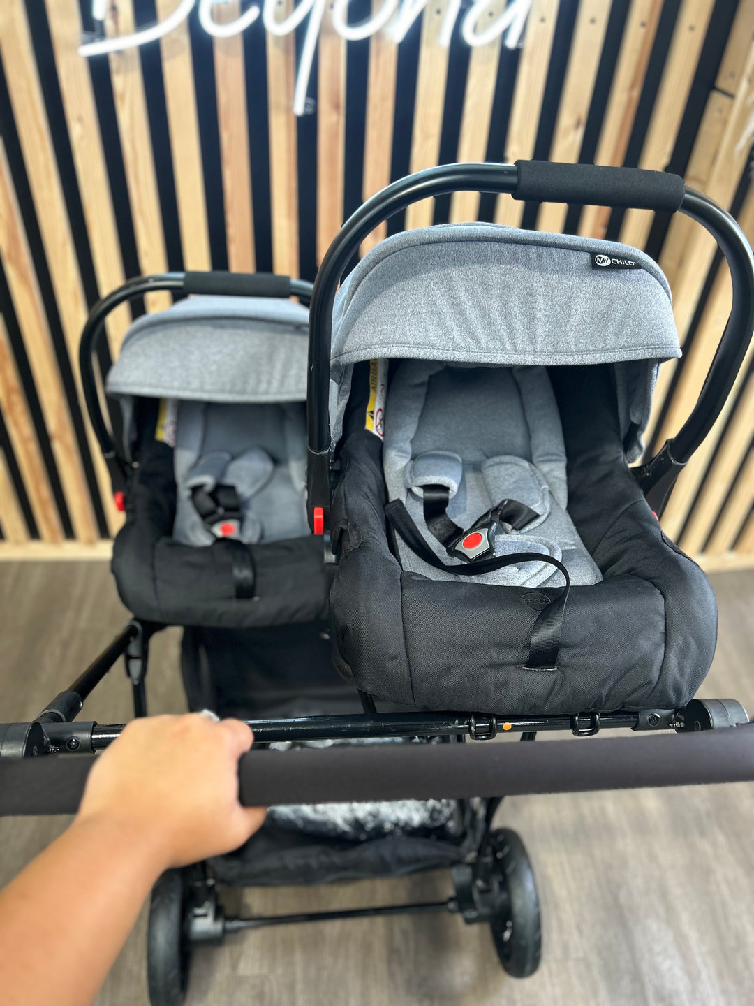 PRE LOVED My Child Easy Twin Stroller - Grey