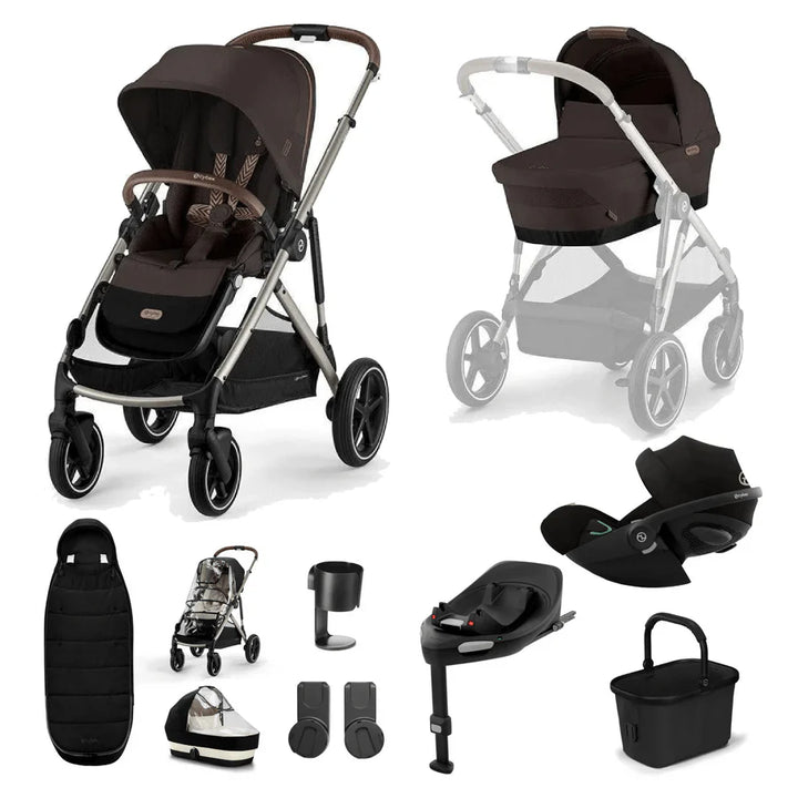 Cybex Gazelle S Cloud G Travel System Inc Gold Footmuff - Taupe/Chocolate Brown