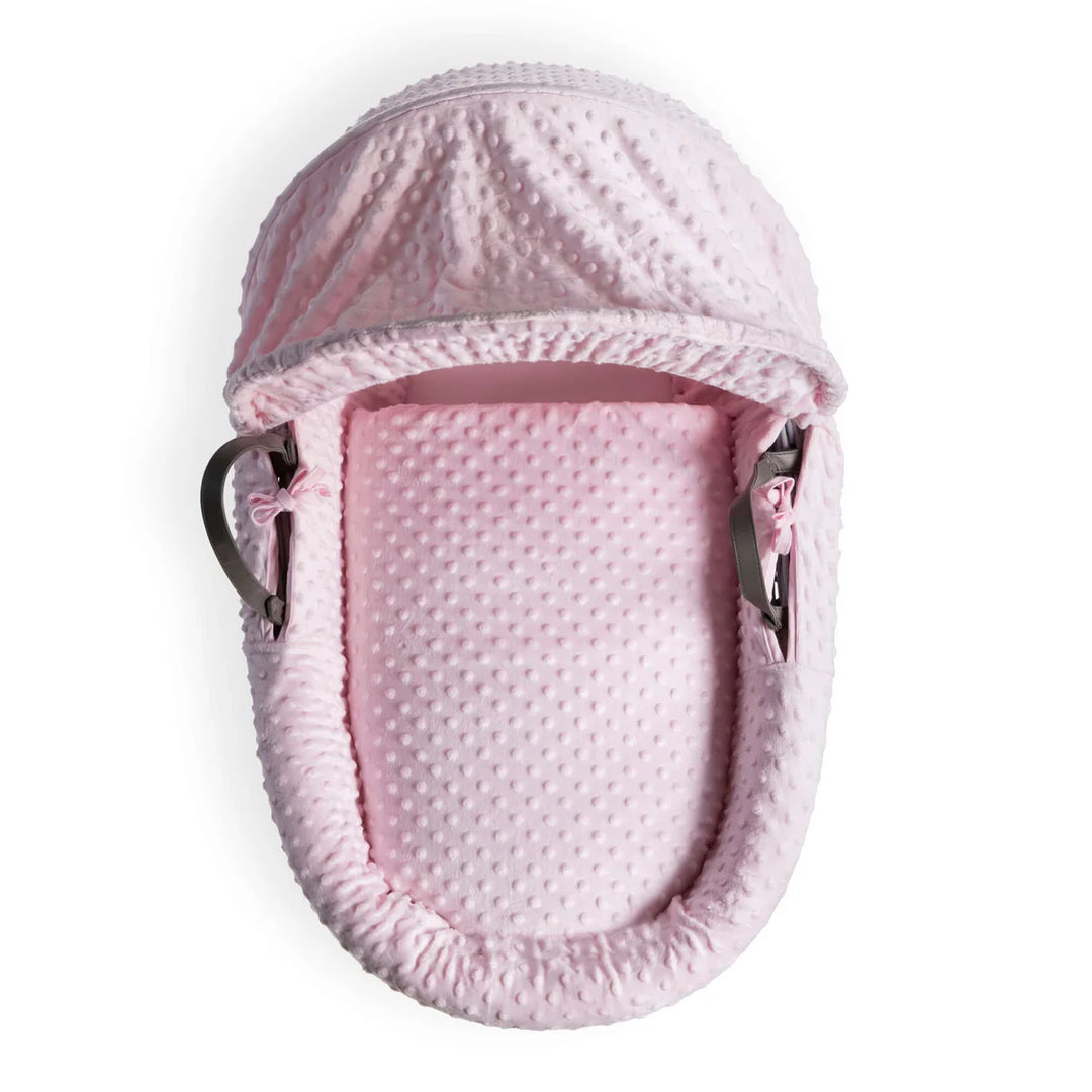 Clair De Lune Dimple Grey Wicker Moses Basket - Pink