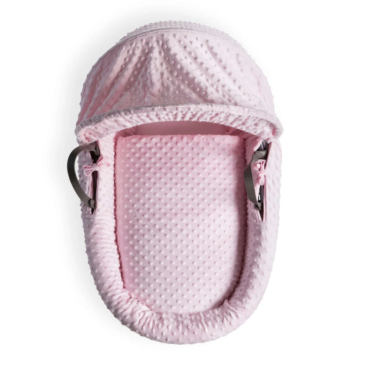 Clair De Lune Dimple Grey Wicker Moses Basket - Pink