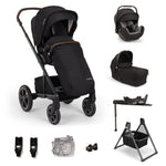 Nuna MIXX next, Arra Flex + Base Curv Travel System Bundle - Caviar + FREE Carrycot Stand Worth £130!