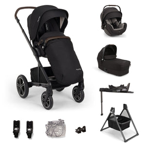 Nuna MIXX next, Arra Flex + Base Curv Travel System Bundle - Caviar + FREE Carrycot Stand Worth £130!
