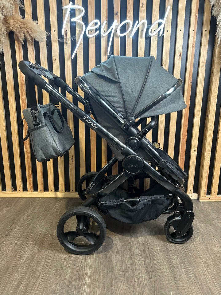 PRE LOVED iCandy Peach 6 Travel System - Dark Grey Twill