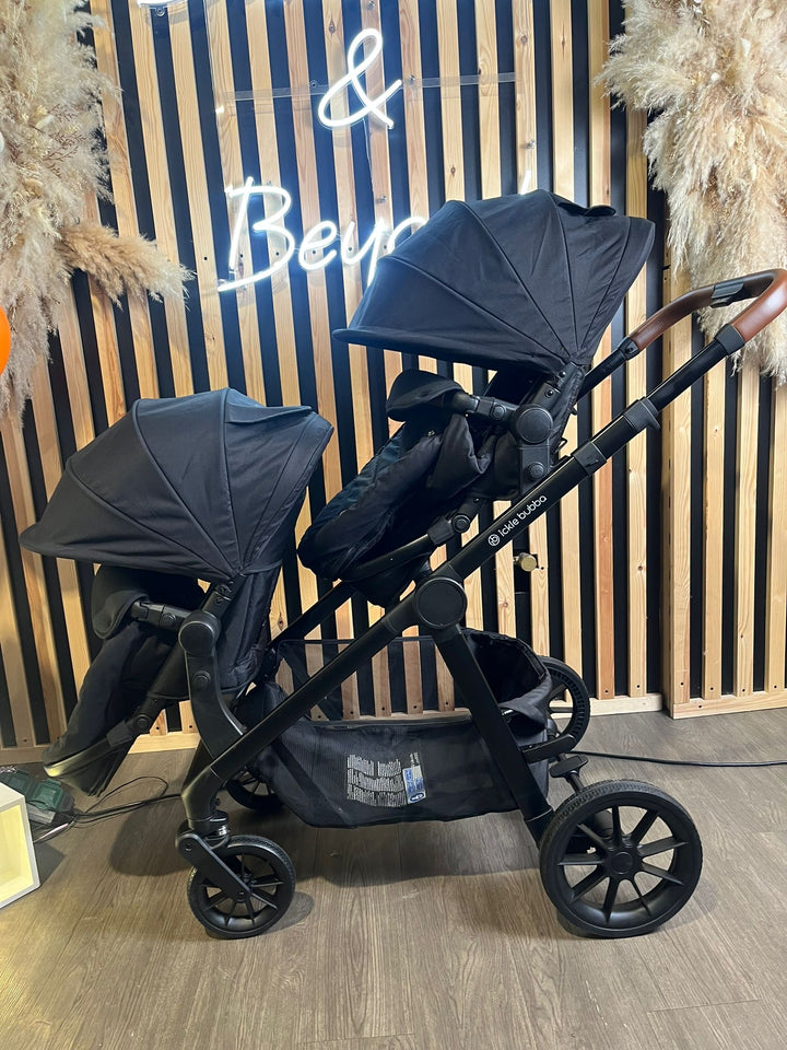 PRE LOVED Ickle Bubba Virgo Double Pushchair Bundle - Black